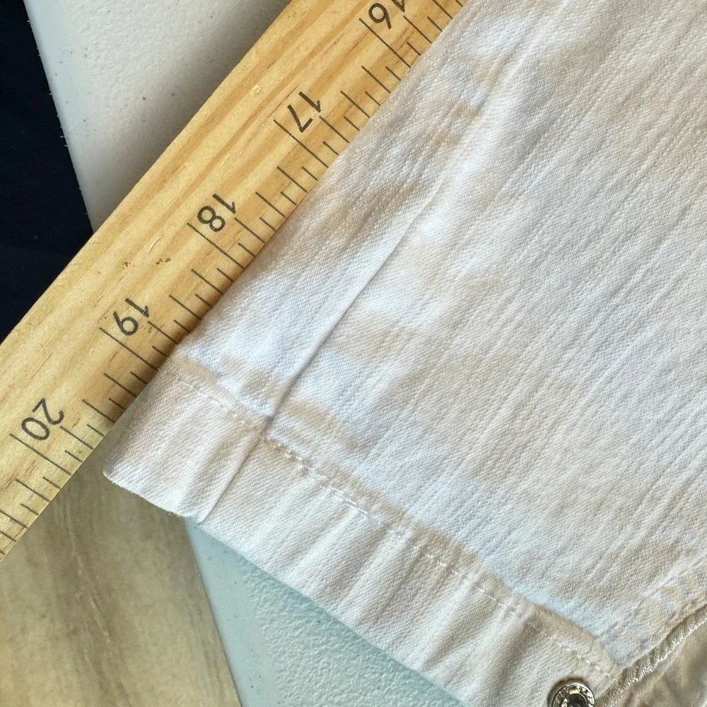 Inspiracion Latina Colombian Capri Pants Y2K White Denim Rhinestone Size 12